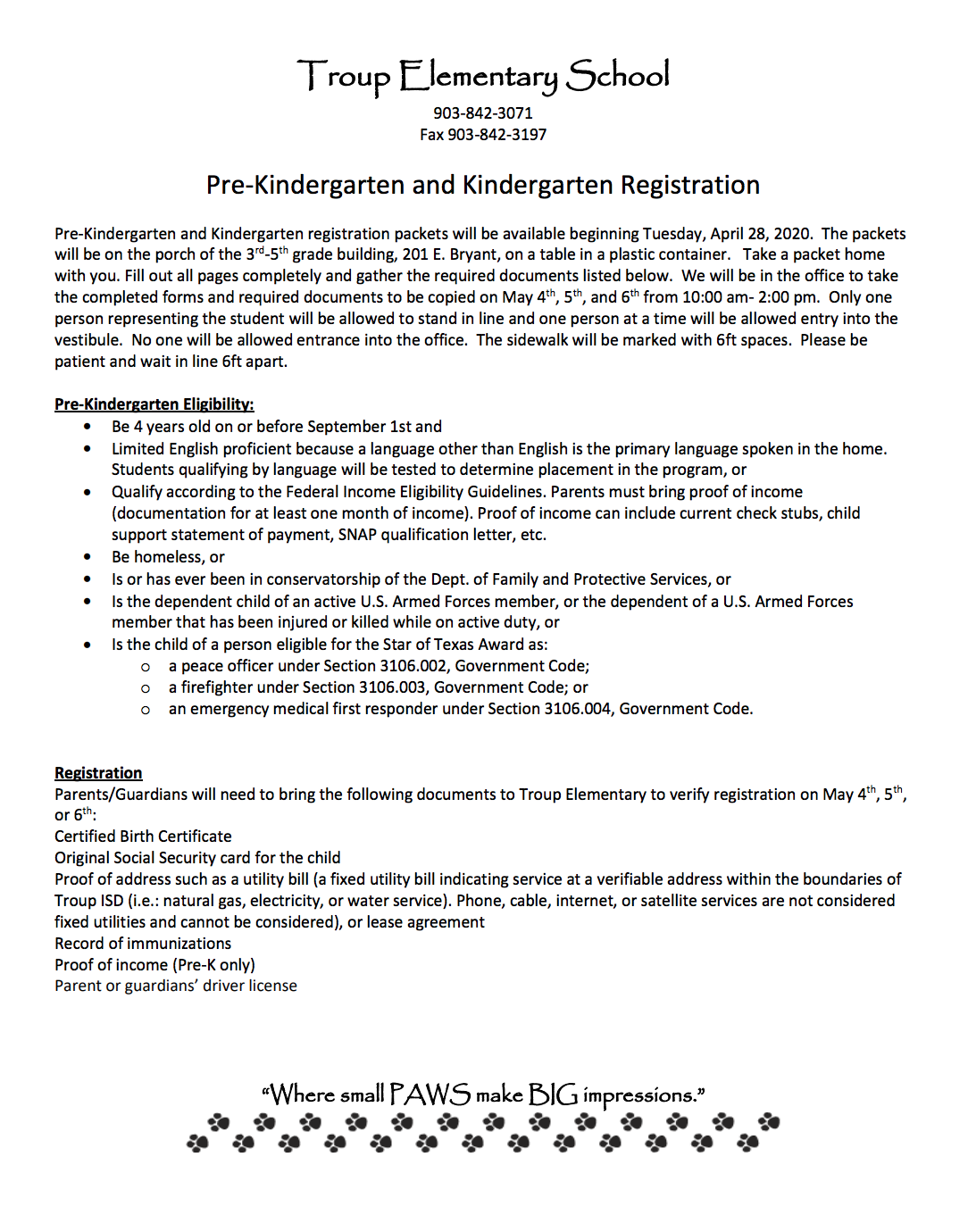 pre-k registration info